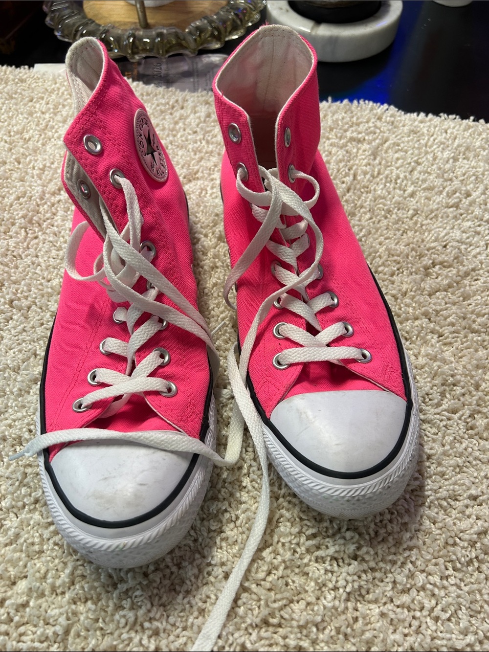 Converse High Top Sneakers - Hot Pink with White Accents